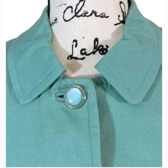 - East 5th Jacket Mint Green Canvas Textured 3/4 Sleeve Blazer Size Small - Picture 3 of 11